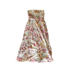 Abercrombie & Fitch Orange Tropical Smocked Strapless Casual Dress Floral XS